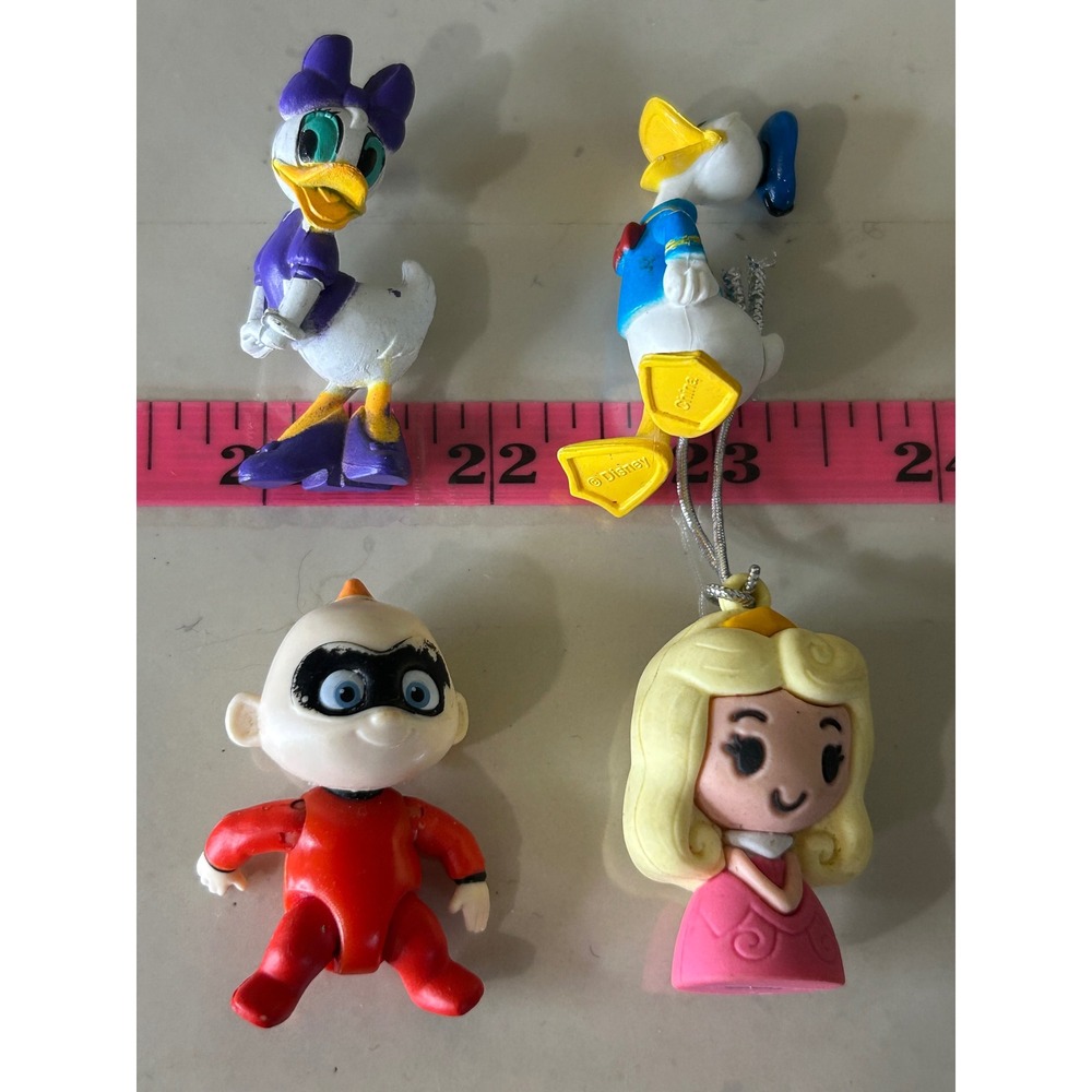 Disney Figure Lot Daisy Donald Duck Jack-Jack Incredibles Aurora Ornament 4pc